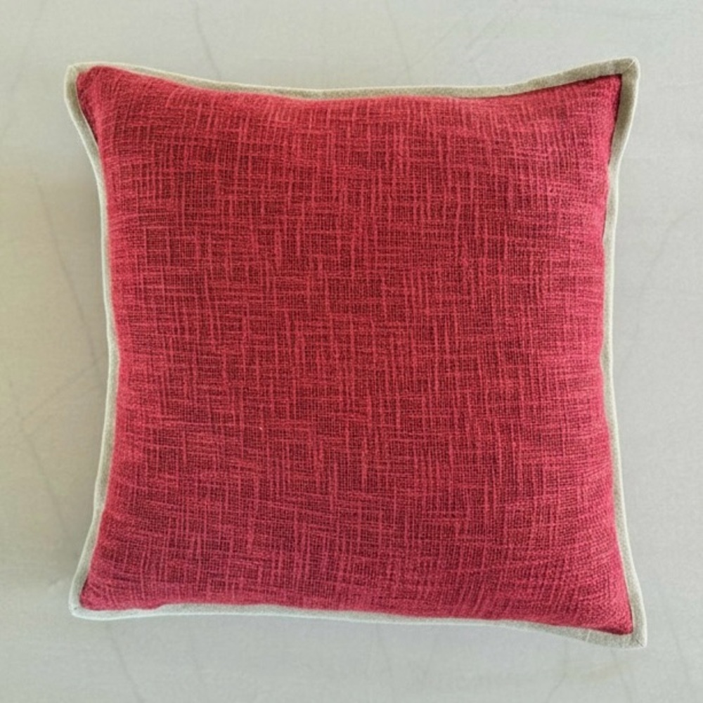 Pottery Barn Red Pillow Cover 20x20 Taupe Trim | Quantity 4 Available